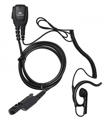 Micro-Auricular Komunica con cable rizado + orejera ergonómica, compatible con Motorola  DP-2400E