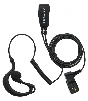Microauricular Komunica compatible Airbus TPH700 con cable rígido y PTT de solapa.