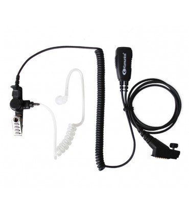Microauricular Komunica compatible Airbus TPH900 con tubo-acústico, cable rizado y PTT de solapa.