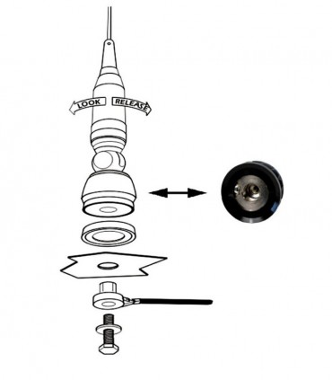 SIRIO Antena Movil CB,  TURBO-3000, 7/8, longitud 1690mm 200W, con Cable