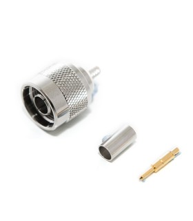 N male connector for RG-58, crimp type and Gold Pin