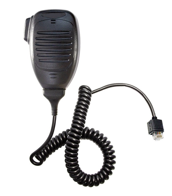 Handheld microphone compatible with Kenwood radios. Electrect type.