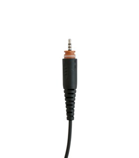 Micro-earphone Komunica compatible Motorola,  serie CLPe. Coiled cable, lappeL PTT. Earphone EH6 shape.
