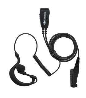 Microauricular Komunica compatible Sepura STP-8000/9000/SC-2020 con cable rizado y PTT de solapa