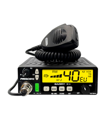 PRESIDENT CB Radio 40 Channels AM/FM ASC 12/24V NRC (TX+RX)