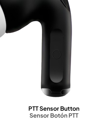 Wireless Microearbuds con caja de carga y PTT integrado, para Walkie-talkie o Teléfono